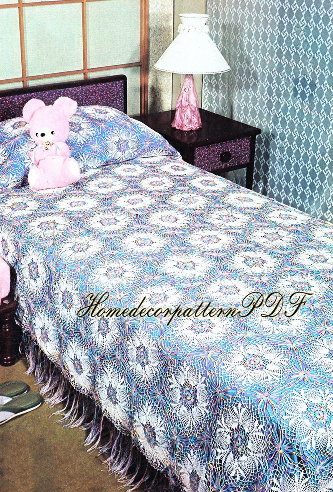 Crochet Pattern Pineapple Bedspread Size 117x70 ins 297 x Etsy