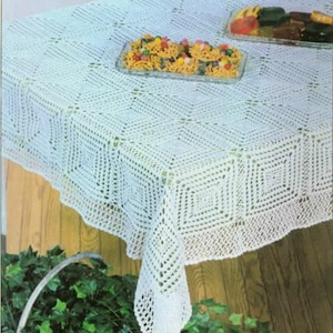 |Vintage Crochet Pattern PDF Crochet Pattern Lacy Pineapple Petals Design Tablecloth Size 158cm x 128 cm 62in x 50 in Chart # S215*