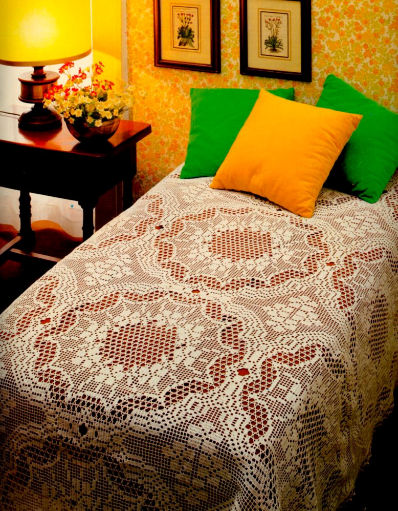 Vintage Chart Crochet Pattern Stunning Lace Bedspread Bed Cover Blanket