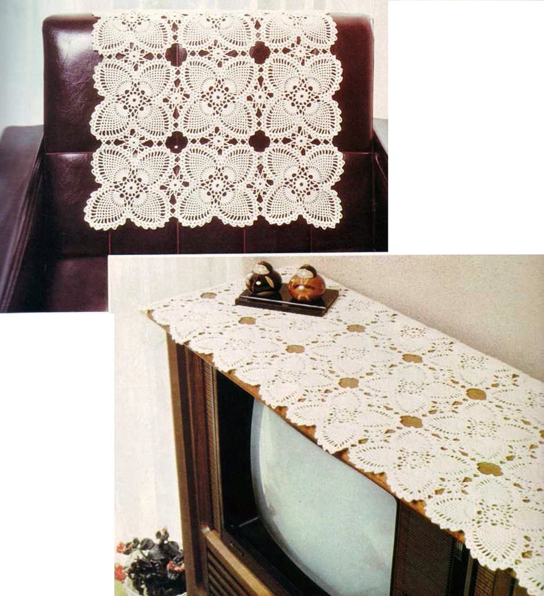 Crochet Pineapple Runner Patterns Television Set Tv Cover 108 Cm X 40 Cm Chair Back 67 Cm X 40 Cm Pdf Crochet Pattern S256