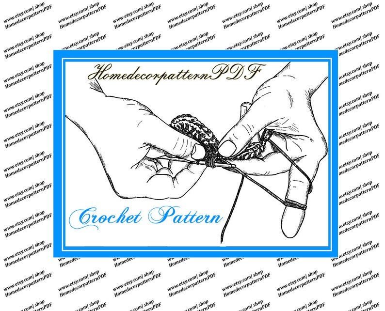 May include: A black and white line drawing of hands crocheting. The text "Homedecorpattern PDF" and "Crochet Pattern" is visible in the image.