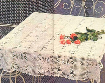Filet tablecloth crochet vintage pattern Lace dining table cover Size: 115 x 91 cm 45 x 35 ins – Chart #S230*
