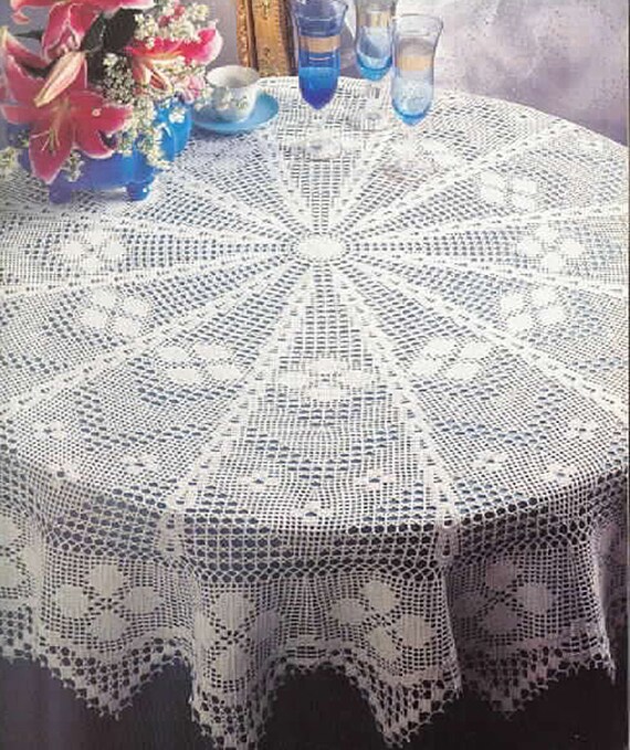 4 sizes Crochet Patterns for Round or Oval Lace Pineapple Tablecloths Instant PDF Digital Download Vintage Crochet Pattern # C904*