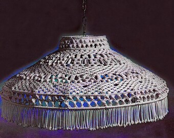Vintage Lamp Shade Macrame Patterns Boho Hanging Light Cover Rustic Chandelier Pendant #D284
