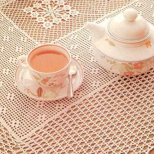 Filet lace table runner vintage crochet pattern Lace table cover Doily crochet pattern Size: 35 x 50 in 89 x 127 cm – Chart #B611*