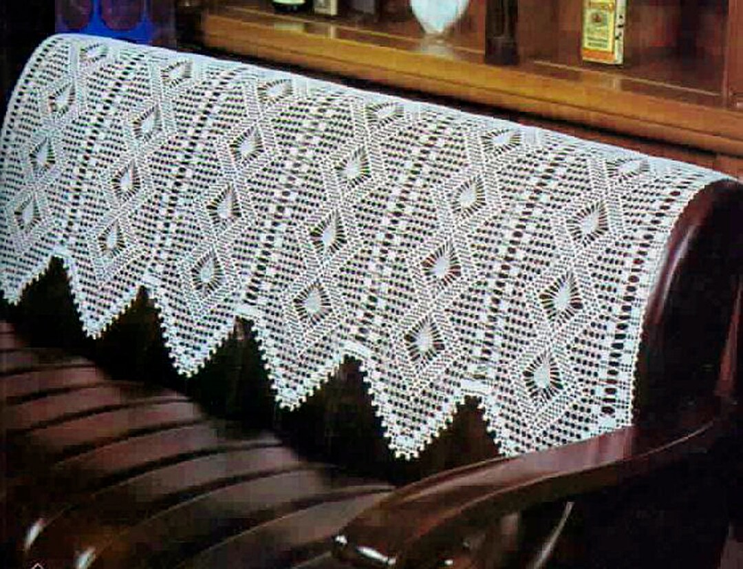 Beautiful Filet Lace Crochet Cover for Back of Sofa| Size : 53x25