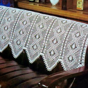 Beautiful Filet Lace Crochet Cover for Back of Sofa| Size : 53x25 in |133 cm x 62 cm |Vintage Crochet Pattern - Chart # B622*