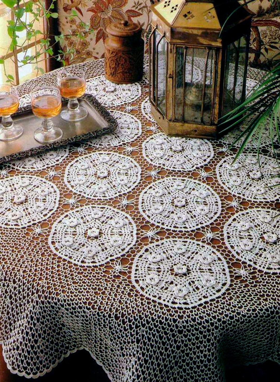 Round Tablecloth Crochet Pattern Size 48ins 122cm Lace Floral Etsy