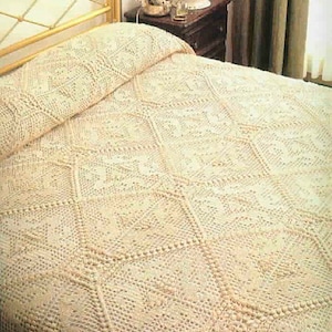PDF Filet Crochet Pattern Bedspread |80 x 96 in| Decorative Edging Bed Cover Afghan Throw Pattern | Instant Digital Download PDF # D244*