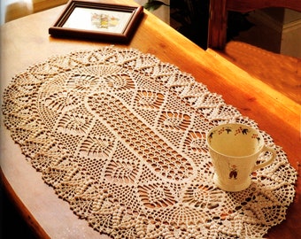 Crochet Pattern - Chart Oval Doily| Oval Pineapple Table Runner | PDF Digital Download Vintage Chart Crochet # S61*