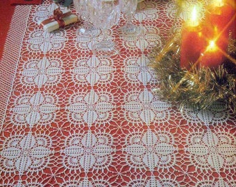 Lace tablecloth crochet pattern Size: 22 x 42 ins Crochet lace motifs table throw cover vintage pattern – Chart Digital PDF download #S518*