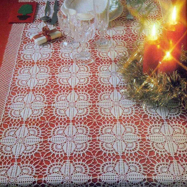 Lace tablecloth crochet pattern Size: 22 x 42 ins Crochet lace motifs table throw cover vintage pattern – Chart Digital PDF download #S518*