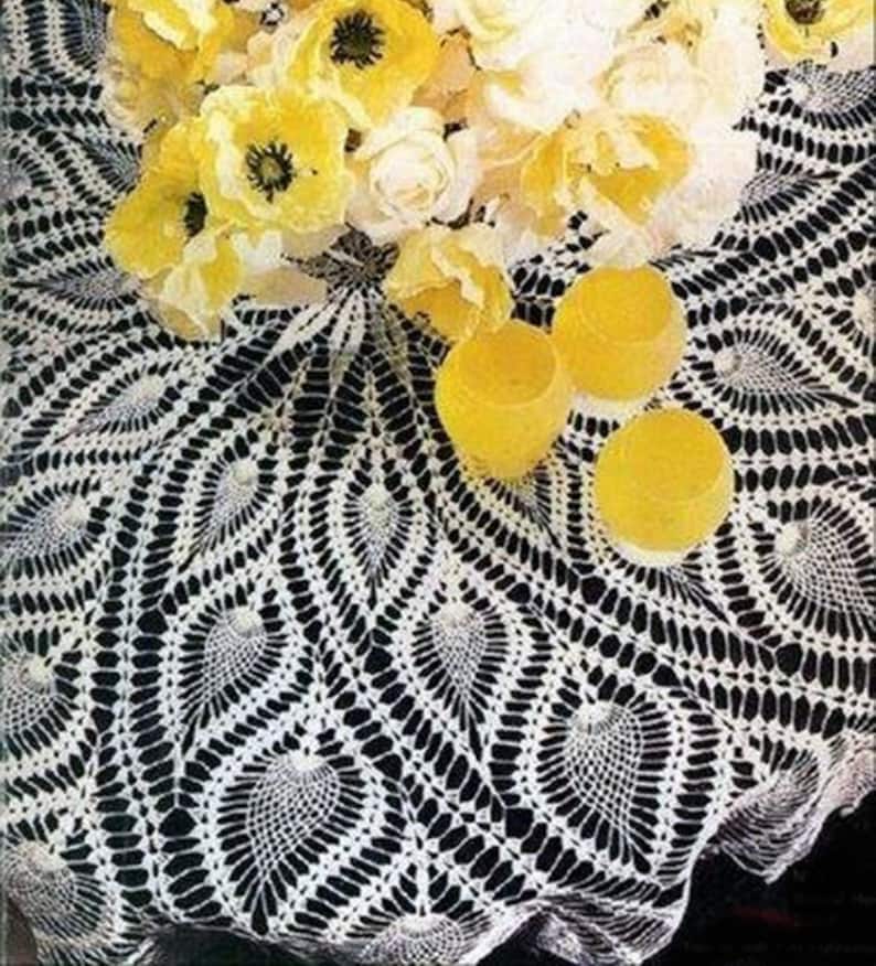 Crochet Pattern Round Lace Pineapple Tablecloth measures 114 Etsy