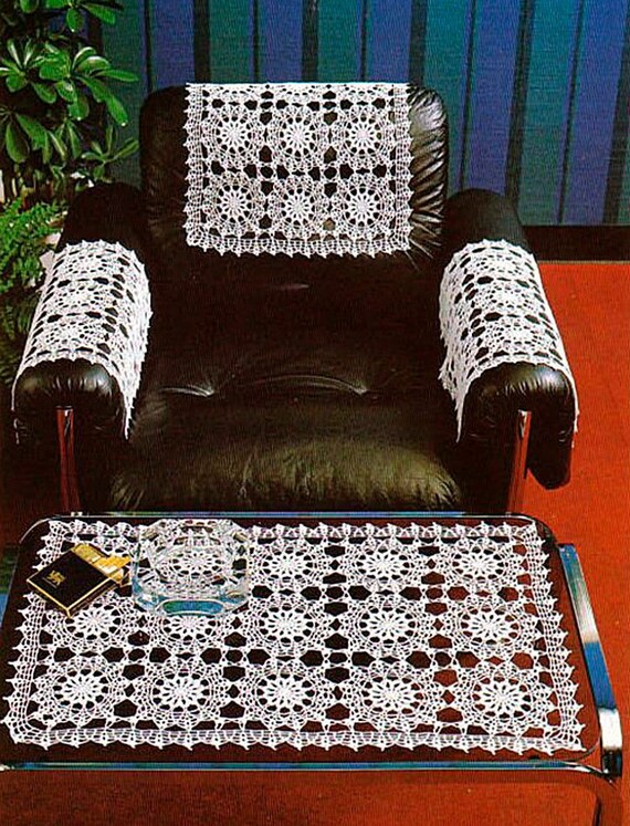 Instant Pdf Digital Download Vintage Chart Crochet Pattern Crochet Antimacassar For Armchair And Table Runner Pattern S41