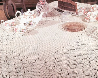 Crochet Patterns Pineapple Tablecloth |48 x 72 inches| Instant PDF Digital Download Vintage Crochet Pattern # S120*