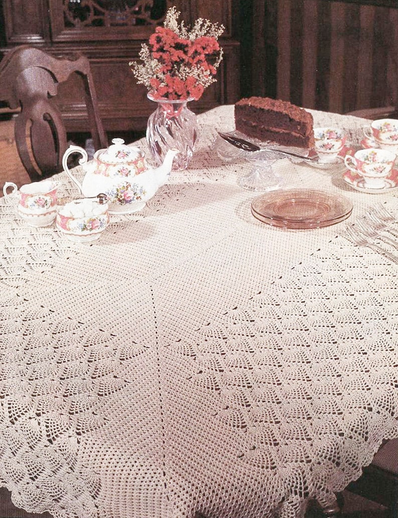Crochet Patterns For Pineapple Tablecloth 48 X 72 Inches Instant Pdf Digital Vintage Chart Pattern S120