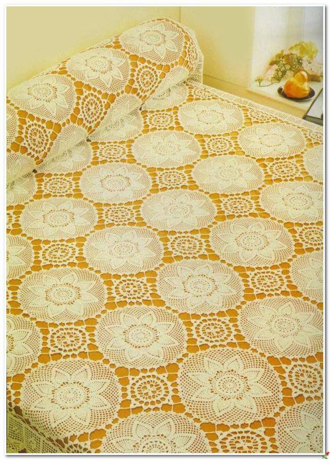 Lace Bedspread Crochet Pattern Size 104x67 Ins 264x170 Cm Etsy