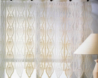 Vintage Crochet Pattern Lace Pineapple Curtains for Cottage | Size: 50” x 23” | 127cm x 59.7 cm| Printable PDF Crochet Pattern #A789*