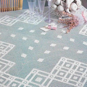 Patrón de crochet para mantel de filete. Mantel de encaje decorativo. Patrón de crochet vintage para mantel cuadrado. Tamaño: 54 pulgadas (137 cm) – Gráfico n.° C817*