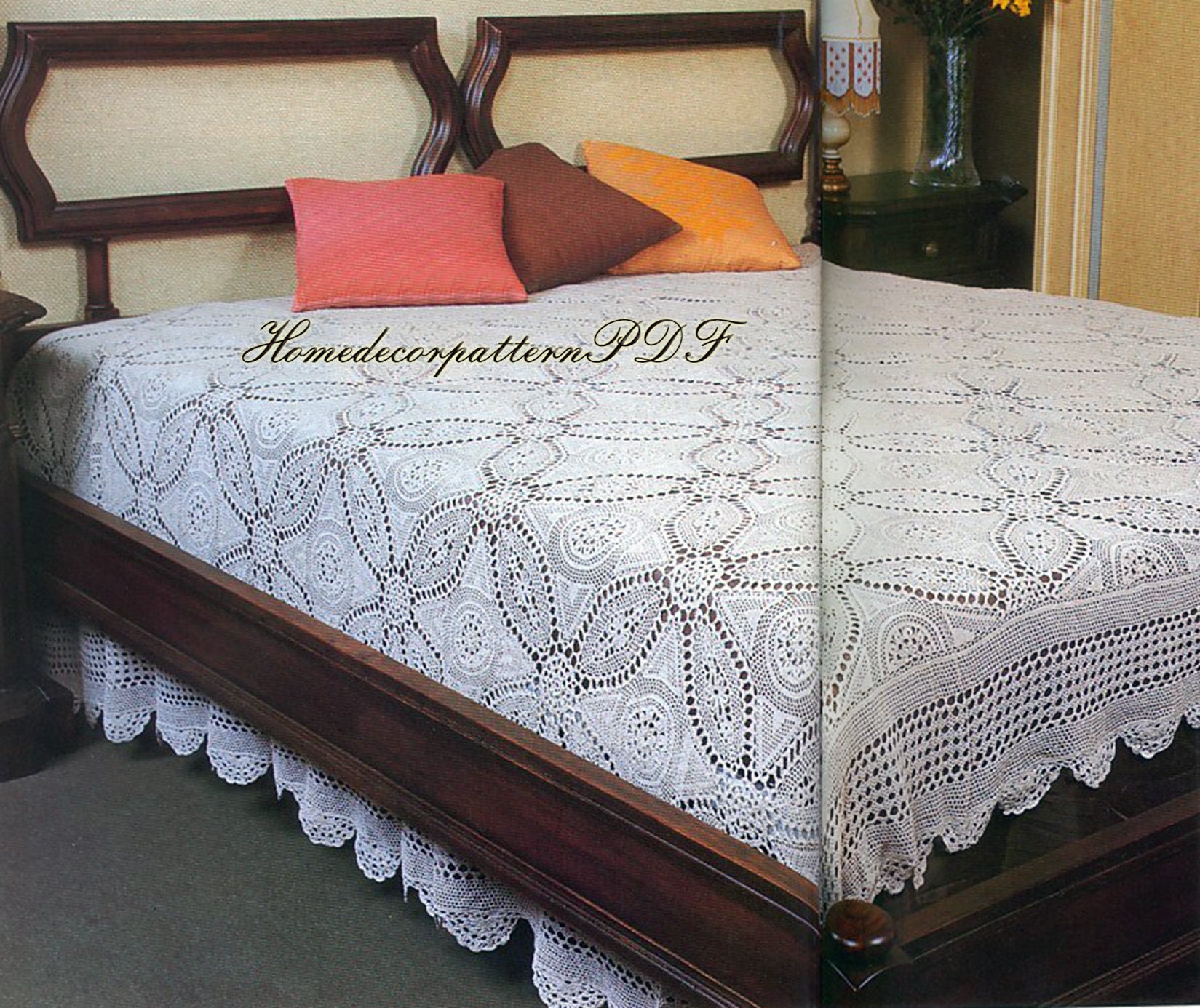 Crochet Pattern Large Stunning Lace Motifs Bedspread