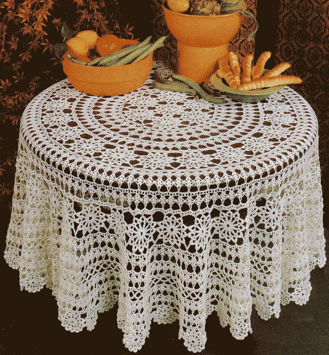 Vintage Crochet Pattern for Large Round Floral Tablecloths170 Etsy