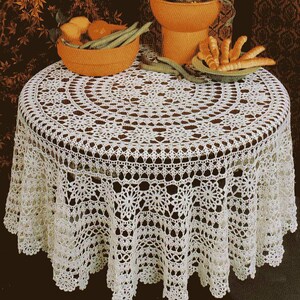 Vintage Crochet Pattern for Large Round Floral Tablecloths|170 cm in diameter|Design Crochet Motifs Tablecloth Pattern  # S175*
