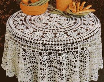 Vintage Crochet Pattern for Large Round Floral Tablecloths|170 cm in diameter|Design Crochet Motifs Tablecloth Pattern  # S175*