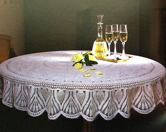 PDF Vintage Chart Crochet Pattern Round Lace Pineapple Tablecloth |143cm (56” ) in diameter| Crochet Pattern - Chart #  15*