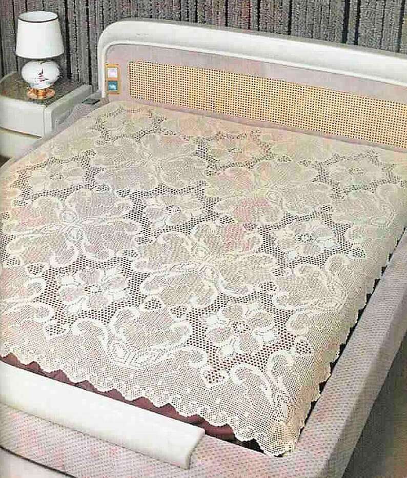 PDF Digital Download Vintage Chart Crochet Pattern # C993* Size about 76 x 81 inches Crochet Chart Stunning Lace Bedspread