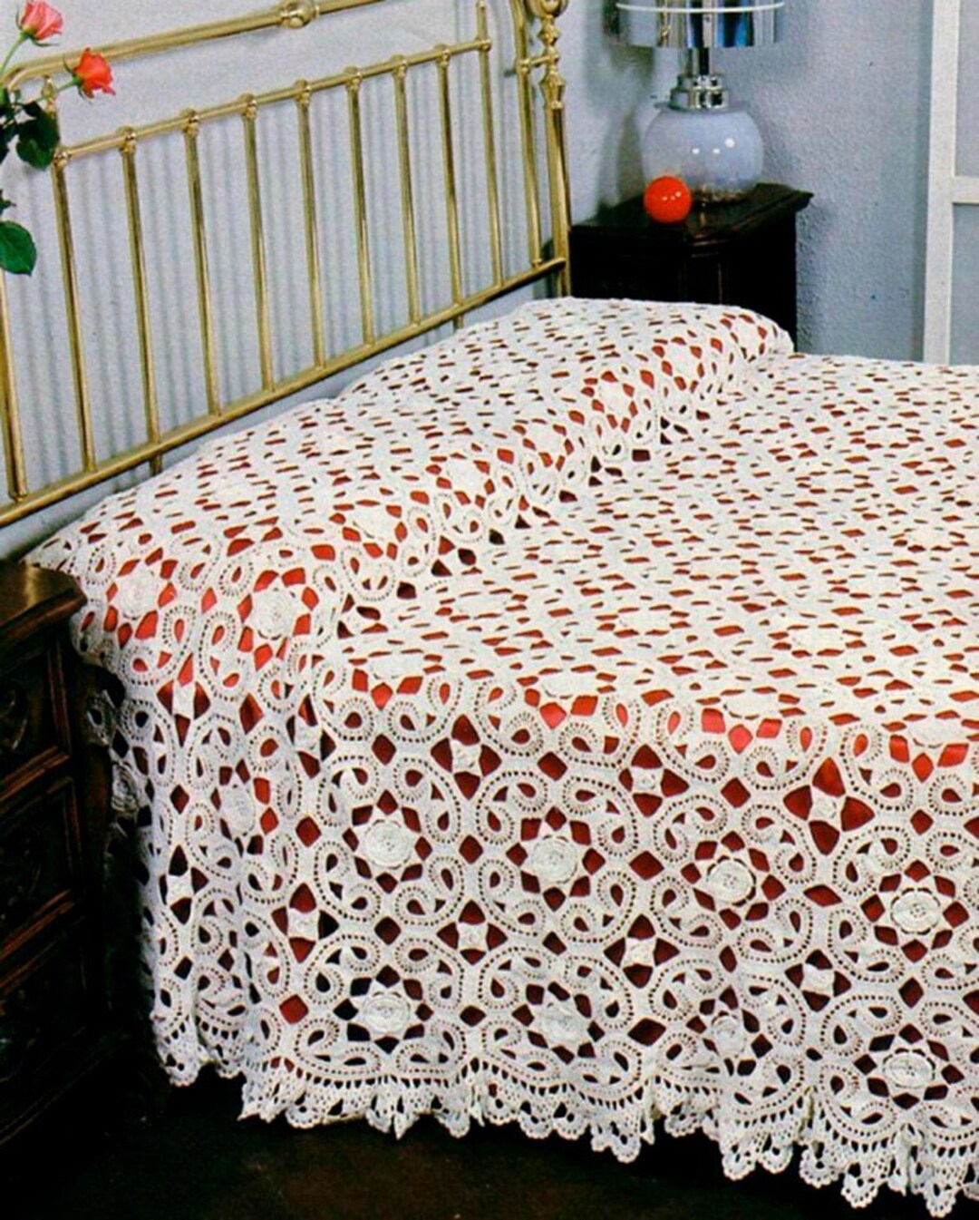 Irish Lace Bedspread Crochet Pattern Size: 62 X 100 Ins Floral - Etsy