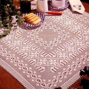 Filet tablecloth crochet pattern Lace decorative table cover Vintage crochet pattern Size: 27 ins square – Chart #S78*