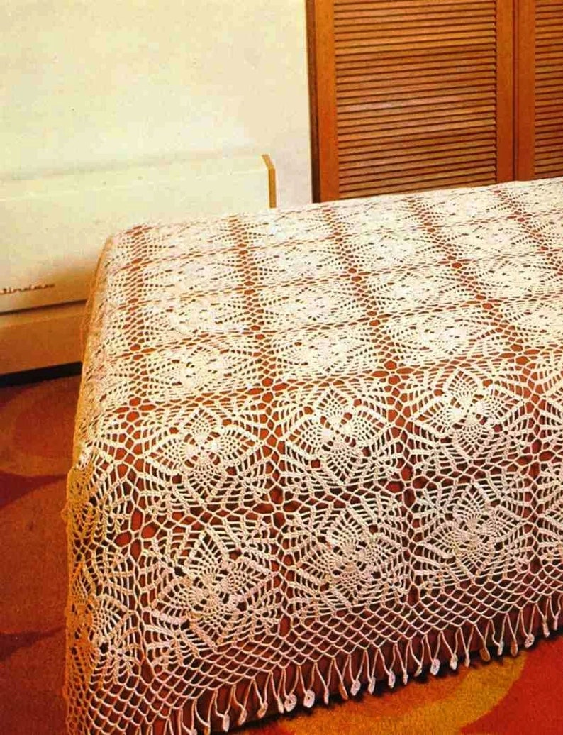 Crochet Lace Pineapple Bedspread 103 x 72 inches 264 x 184 Etsy