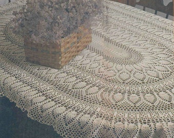 Crochet Pattern Oval Pineapple Tablecloth| Size : 60”x 80”(152 x203cm)|WORDAGE INSTRUCTION | Printable PDF Vintage Crochet Pattern #736*