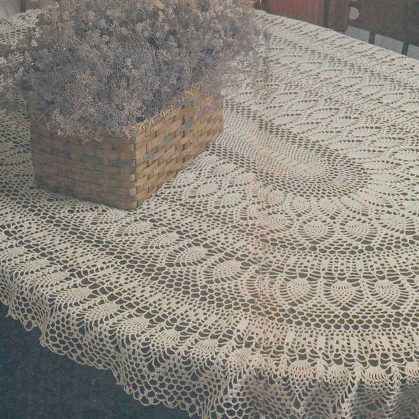 Crochet Pattern Oval Pineapple Tablecloth| Size : 60”x 80”(152 x203cm)|WORDAGE INSTRUCTION | Printable PDF Vintage Crochet Pattern #736*