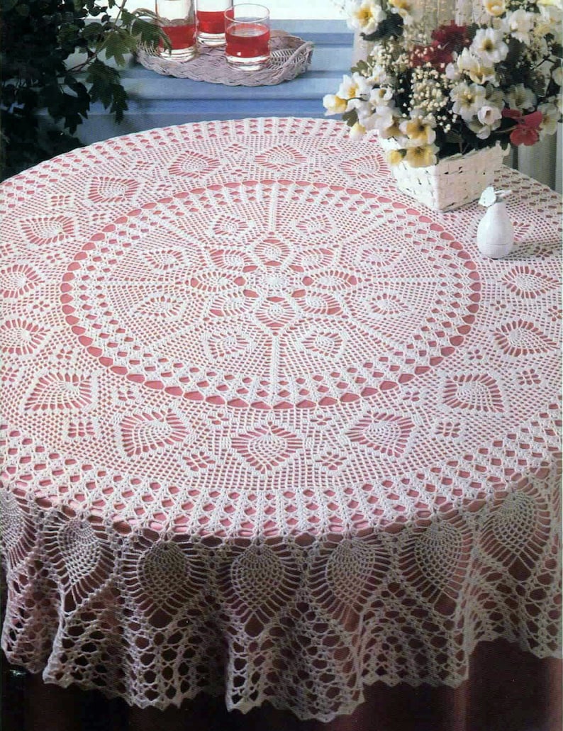 Crochet Pattern Round Lacy Holiday Pineapple Tablecloth Etsy