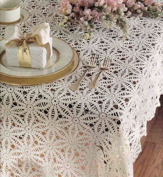 Grande Nappe Ancienne En Lin Blanc Avec Dentelle Au Crochet - 145 X 160 Cm - Années 1920-1940