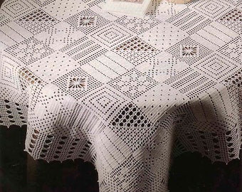 Vintage Chart Crochet Pattern Filet Tablecloth| Instant PDF Digital Download Pattern  # D12*