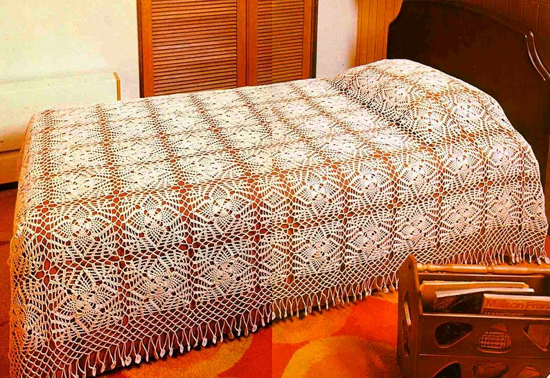 Crochet Lace Pineapple Bedspread 103 x 72 inches 264 x 184 Etsy