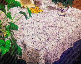 Patchwork Spitzendecke gehäkelt Vintage Muster quadratische Tischdecke 126 x 116 cm - Stickvorlage #D25*