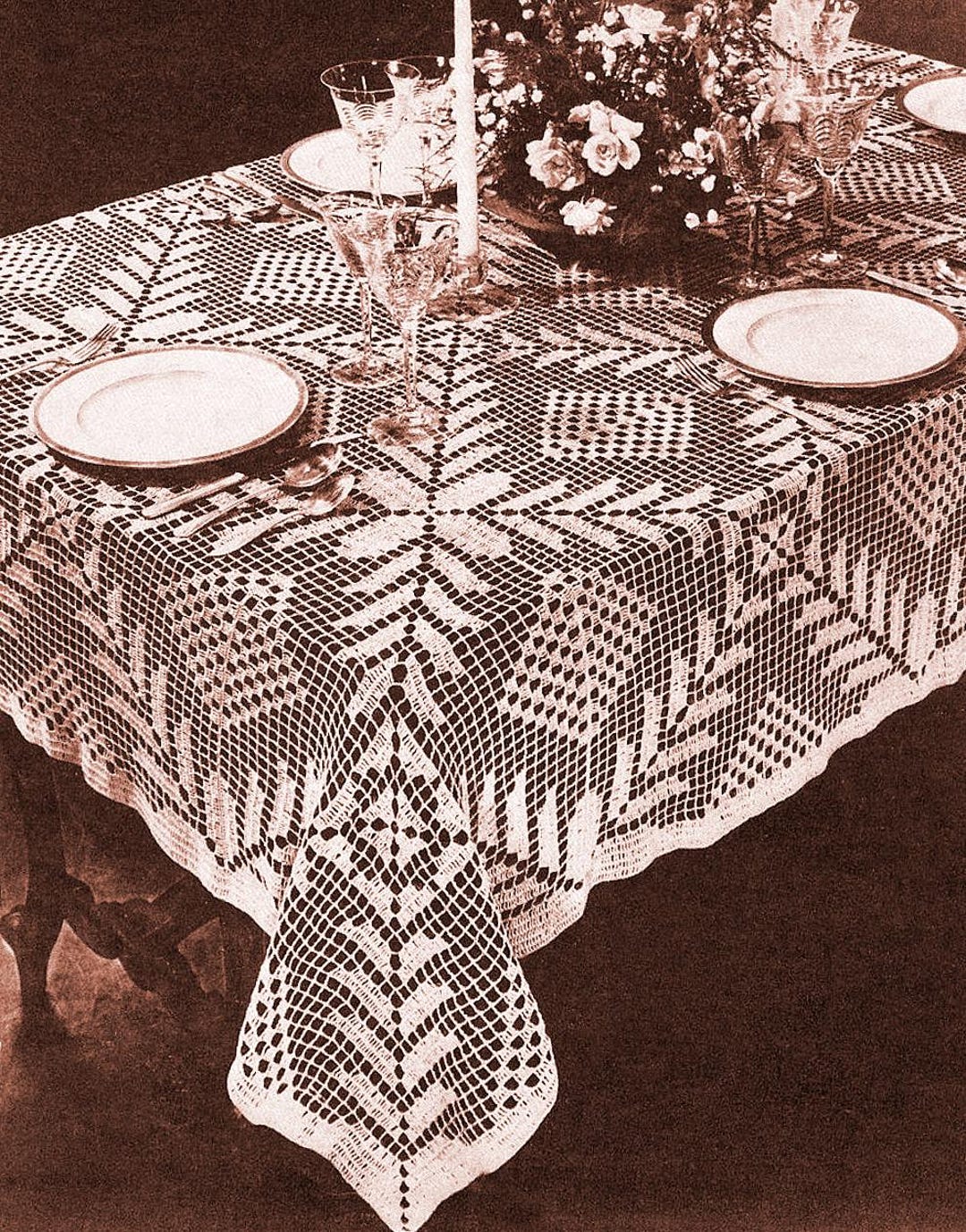 Table Coth Pattern Square Lace Tablecloth Crochet Pattern Filet Table Cover Decorative ...