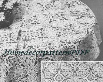 Round or Oval Lace Pineapple Tablecloth Crochet Vintage Pattern Small and Large Lace Motifs Table Cover 4 sizes #C904*