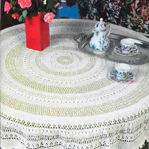 Round lace tablecloth crochet pattern Size: 140 in 350 cm Lacy table cover vintage crochet pattern – Chart Instant PDF download #D290*