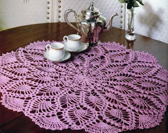 Vintage Pineapple Lace Table Center Crochet Pattern Round Centerpiece Doily Size: 31 in 77 cm – Chart #C921*