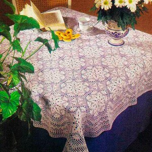 Patrón de crochet para mantel de encaje de patchwork Patrón de crochet vintage para mantel decorativo cuadrado Tamaño: 46 x 46 pulgadas – Gráfico n.° D25*