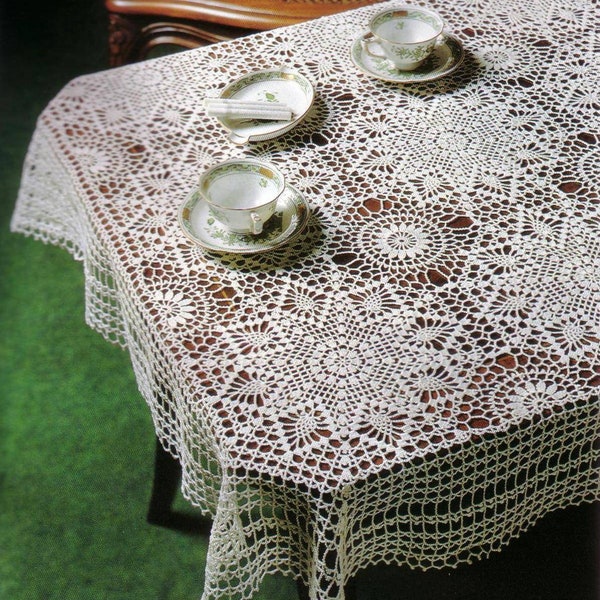 A beautiful Square Tablecloth made of Octagonal Motives| 37 “(94 cm)| Printable PDF Vintage Crochet Pattern only Chart # A801*