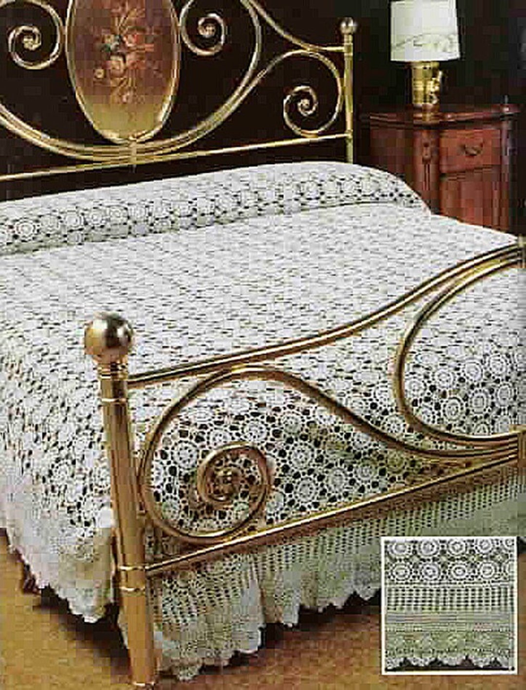 Lace Motifs Bedspread Crochet Pattern Size: 104 X 118 in 265 X 300 Cm ...