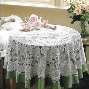 Chart Filet Crochet Pattern Round Lace Tablecloth | Size: 135cm (53") in diameter | Vintage PDF Chart Crochet Pattern # A287*