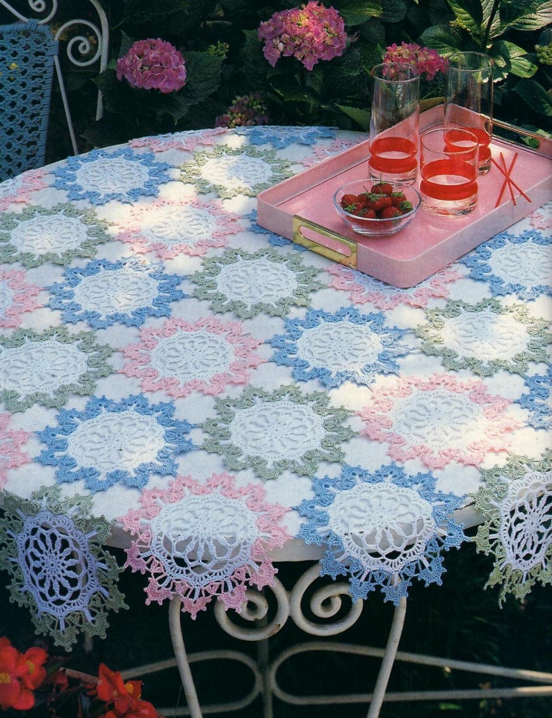 4 sizes Crochet Patterns for Round or Oval Lace Pineapple Tablecloths Instant PDF Digital Download Vintage Crochet Pattern # C904*