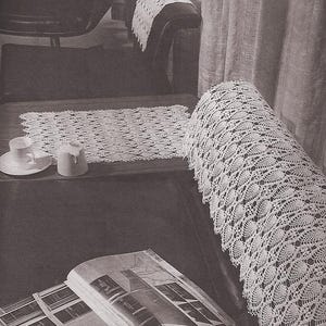 Lace furniture set vintage crochet pattern Sofa Chair Back Pineapple centerpiece Lacy table runner mat Crochet home decor – Chart #D286*