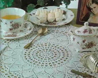 Lace pineapple table center vintage crochet pattern Large round doily Centerpiece Size: 22 ins 55 cm – Chart #B384*